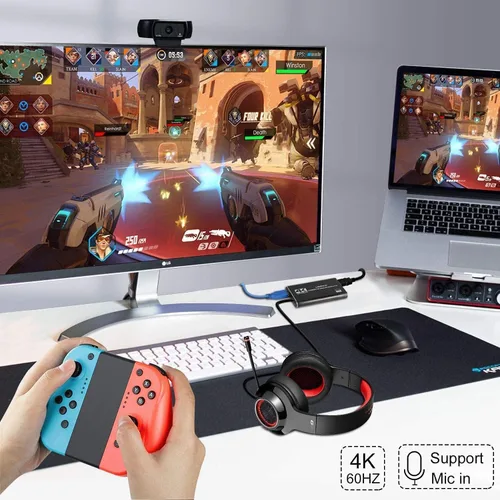 Vista 3 de Tarjeta de captura, tarjeta de captura HDMI USB3.0 Nintendo Switch, tarjeta de captura de video 4K 1080P 60FPS, tarjeta de captura