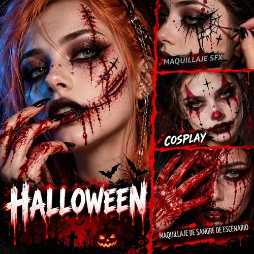 Vista 6 de UCANBE Kit de maquillaje SFX de Halloween - Paleta de aceite de pintura