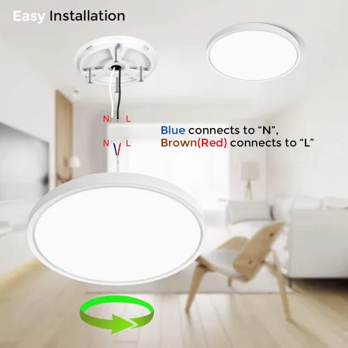 Vista 6 de inShareplus Lámpara de techo LED de 7 pulgadas, color blanco de 12 W (equivalente a 120 W) 5000 K, luces de techo blancas de montaje empotrado