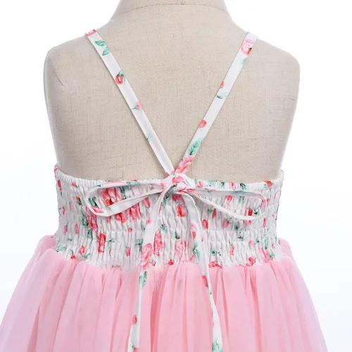 Vista 4 de Vestido de cumpleaños de 1. y 2 cumpleaños para niñas pequeñas, vestido de tutú de tul floral bohemio con diadema de flores para sesión de fotos