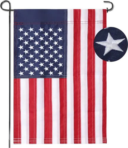 Vista 10 de Paquete de 2 banderas de jardín de Freefy de 12 x 18 pulgadas, bandera patriótica de poliéster impresa de doble cara, decoración de jardín, bandera