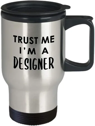 Vista 2 de Im a Designer Travel Mug Insulated Coffee Tumbler - Gifts for Graphic UX Developer Artist Interior Design Fashion Creative Dept Department Funny