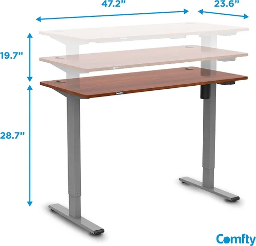 Vista 3 de Comfty Mesa ajustable en altura para el hogar/oficina, 28.7 a 48.4 pulgadas, marrón