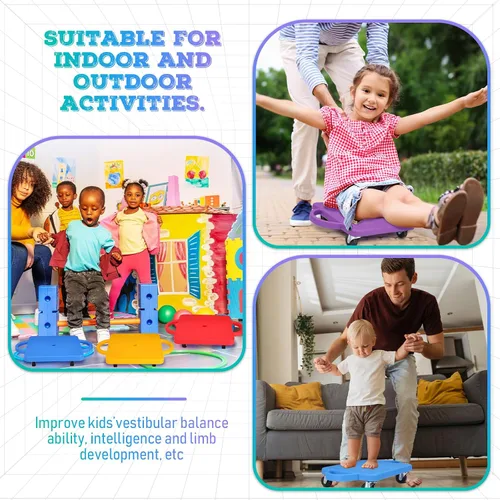 Vista 5 de Jerify 4 piezas de patinete deportivo a granel con asas, ruedas de plástico, patinete deportivo plano para niños, gimnasio, actividades