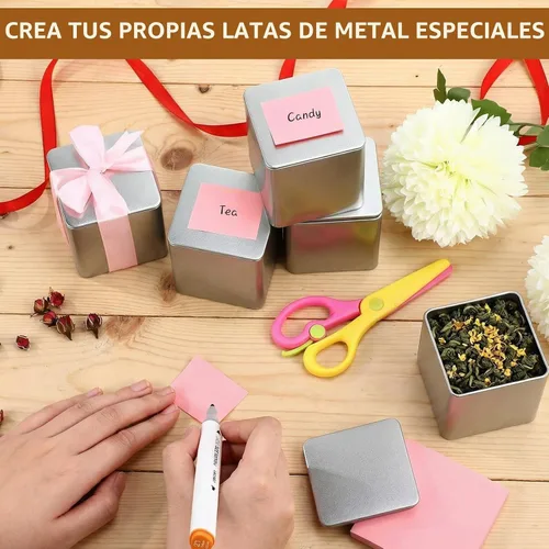 Vista 5 de Suclain - 50 latas de té de metal con tapa hermética para té suelto, color plateado, 8 onzas líquidas Plata