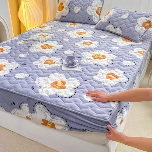 Vista 26 de Juego de sábanas bajeras extra largas tamaño King de 3 piezas con 2 fundas de almohada, forro polar de leche, suave para arrugas y antidecoloración
