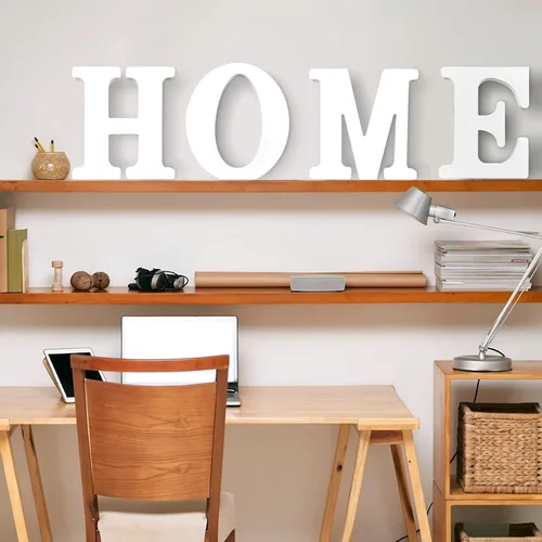 Vista 4 de AOCEAN Letras de madera grandes blancas de 12 pulgadas, letras de madera sin terminar para decoración de pared, letras decorativas de pie