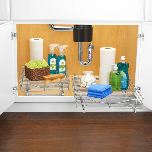 Vista 6 de LYNK PROFESSIONAL® Organizador de gabinete extraíble, cajones deslizantes de 11" x 18" para gabinetes de cocina - Estantes deslizantes extraíbles