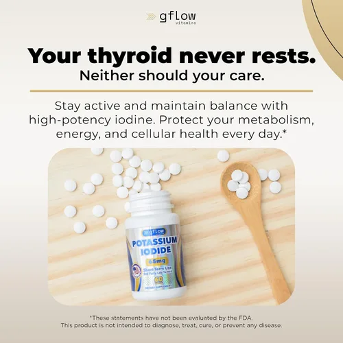 Vista 5 de Gflow Vitamins - Yoduro de potasio 65 mg por porción - Suplemento dietético, apoyo tiroideo - Suministro de 2 meses - Sin OMG - Fabricado