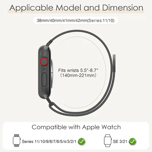 Vista 5 de BELONGME Paquete de 3 correas de malla en bucle compatibles con Apple Watch para mujeres y hombres 40mm 41mm 38mm 42mm 44mm 45mm 49mm 46mm Series 11