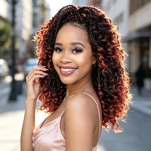 Vista 19 de Wodun Extensiones de Cabello de Ganchillo con Trenzas de Caja Goddess de 10 Pulgadas Pre-Enrolladas, Cabello de Ganchillo con Extremos Rizados Para