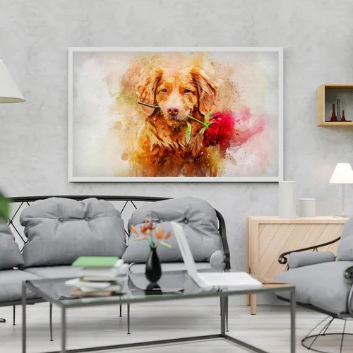 Vista 6 de Awesometik Retrato personalizado de perro en acuarela - Impresión en lienzo para mamá de perro
