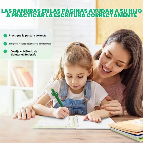 Vista 6 de BYFWH Magic Groove - Cuaderno de práctica para niños, libro de práctica de escritura reutilizable, juego de libros de escritura a mano ranurados