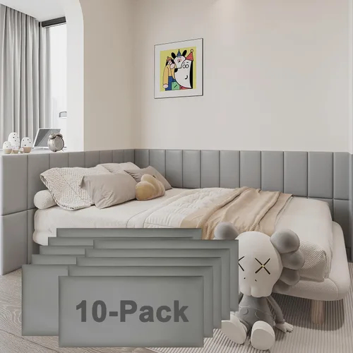 Vista 10 de YU LI 3DH 3D Almohadillas de pared anticolisión para niños, autoadhesivas, 4 piezas, paneles de cabecero en negro para pared, cabecero despegar