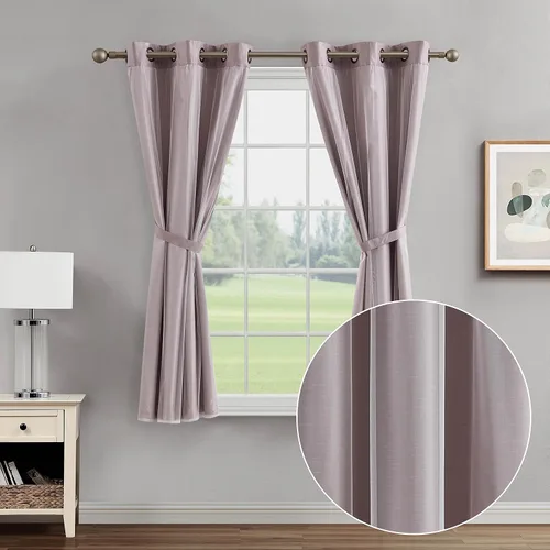 Vista 9 de Creative Home Ideas Augusta - Cortinas opacas (2 paneles, 38 x 84 pulgadas, rosa rubor), cortinas con aislamiento térmico para oscurecer la Rosa