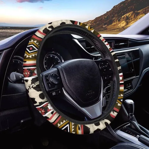 Vista 39 de FOR U DESIGNS Funda de volante con estampado de alpaca, antideslizante, suave, ajuste universal, protector de volante de automóvil de 15 pulgadas