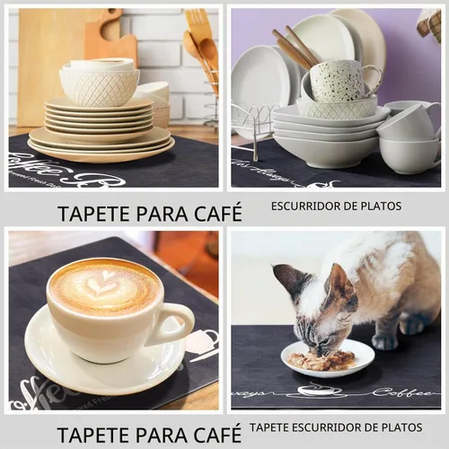 Vista 6 de 2 tapetes para cafetera, 16 x 24 pulgadas, lavables, accesorios para cafetera, absorbente de manchas, tapete de encimera de cocina para encimeras