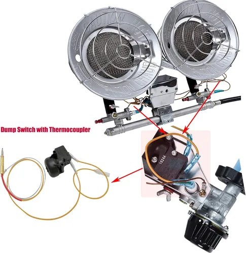 Vista 2 de MENSI Piezas de repuesto para calentador de tanque de propano Kit de montaje de seguridad de termopar tipo Faston con interruptor de descarga FD4