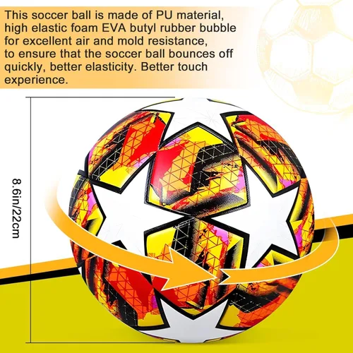 Vista 6 de Soccer Ball Size 5, with Pump & Needles, Outdoor Sports Official Match Soccer Ball for Adult Youth Training Practice Ball for Indoor