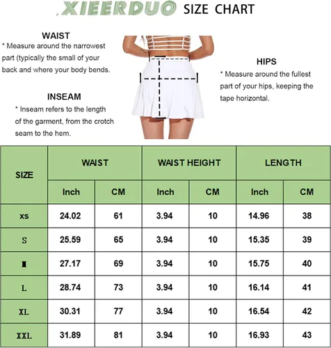 Vista 6 de XIEERDUO Faldas deportivas de tenis y golf para mujer con pantalones cortos y bolsillos, pantalón corto de cintura alta para correr