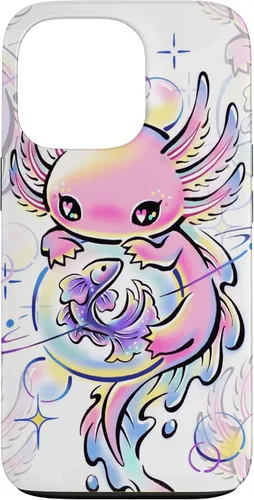 Vista 10 de Cute Kawaii Axolotl Purple Magical Crystals Case for iPhone 17