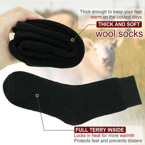 Vista 3 de VoJoPi 5 Pairs Wool Socks Mens Thick Thermal Winter Socks for Men Warm Hiking Socks Super Soft Cozy Boot Socks