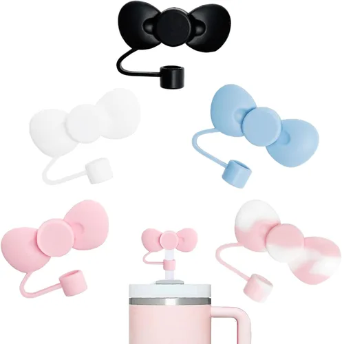 Vista 7 de 2 fundas de popote compatibles con vasos Stanley de 40/30 onzas, protectores reutilizables de silicona para popotes de 0.4 pulgadas/0.394 in