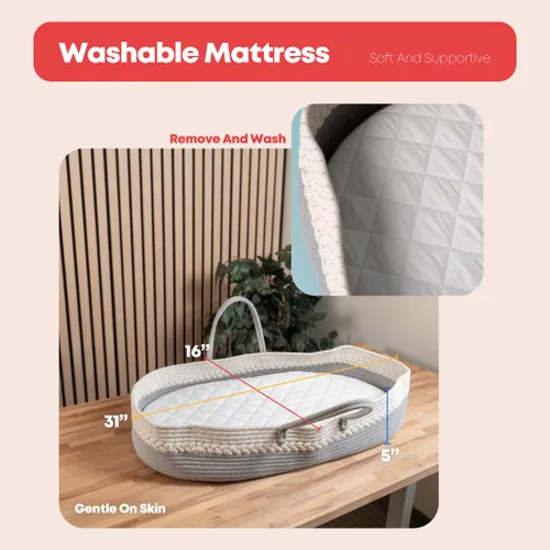 Vista 3 de Cambiador portátil suave y elegante para bebés Moderno organizador de cambio de pañales para recién nacidos con almohadilla impermeable Seguro