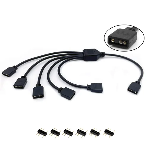 Vista 9 de Cable Divisor ARGB, Cable de Extensión Divisor RGB Direccionable de 1 a 2 Hembra a Hembra 5V 3 Pines Cable de Sincronización LED ARGB para Extender