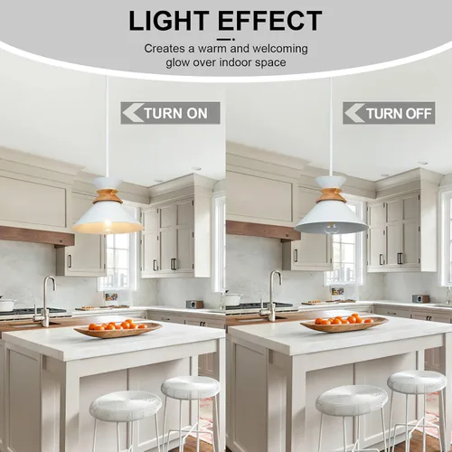 Vista 4 de Luces colgantes blancas de 12 pulgadas para isla de cocina, lámparas colgantes de altura de barra ajustable para comedor, paquete de 3