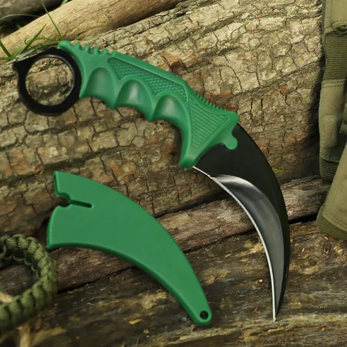 Vista 2 de Dispatch Karambit - Cuchillo táctico de hoja fija para acampar, cuchillo de caza al aire libre, cuchillos de tienda con funda y cable, adecuado
