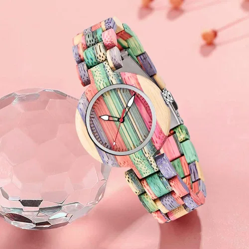 Vista 41 de Dentily Relojes de madera natural para mujer, reloj de cuarzo hecho a mano, reloj de pulsera único deportivo para mujer