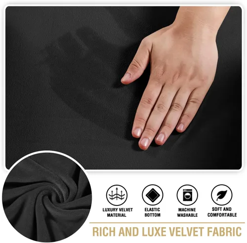 Vista 5 de H.VERSAILTEX Fundas de terciopelo elástico para silla con cojín en forma de T para sala de estar, funda de sofá, funda de asiento con cojín