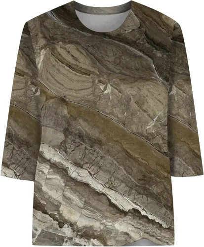 Vista 3 de TEEBIN - Camiseta de cuello redondo con estampado de manga de siete puntos para mujer