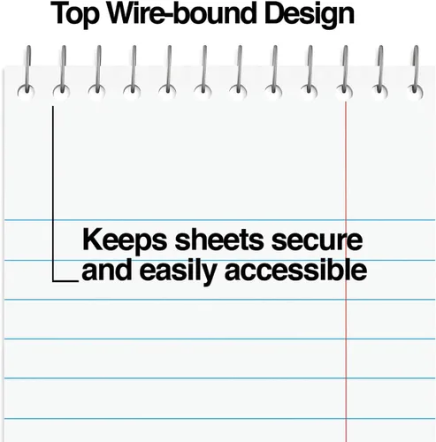 Vista 3 de Manaloom Steno Pads - Cuaderno de notas con espiral superior encuadernado en la parte superior, bloc de notas Stenos con rayas Gregg, blanco, 80
