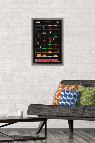 Vista 2 de Trends International Marvel Comics Deadpool - Póster de pared de juego, 22.4 pulgadas de largo x 14.7 pulgadas, versión enmarcada de madera