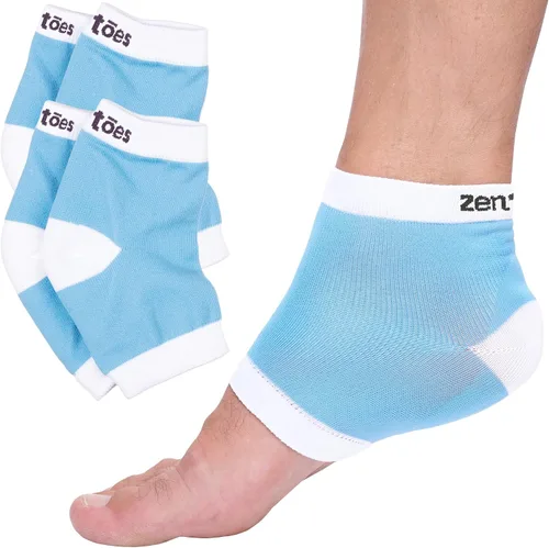 Vista 8 de ZenToes Calcetines hidratantes para tacones secos agrietados, anchos algodón gris