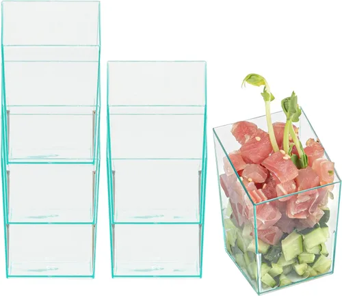 Vista 15 de Restaurantware Tazas de aperitivo de 3 onzas, 100 tazas inclinadas – Desechables pequeñas tazas de postre de plástico negro para mousses parfaits