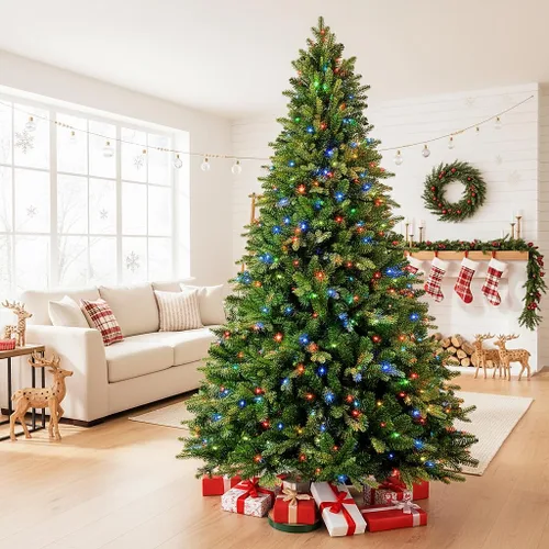 Vista 2 de 7.5ft 360° Rotating Christmas Tree with Music - 470LEDs Verde