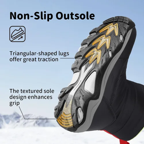 Vista 3 de DREAM PAIRS Botas de nieve de invierno impermeables de media pantorrilla para niños y niñas