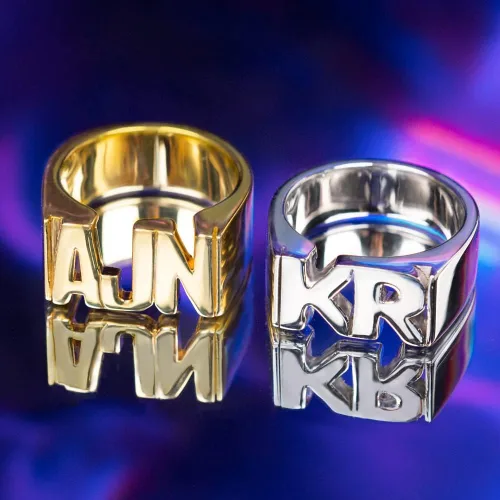 Vista 3 de AILIN Anillos personalizados con nombre de plata de ley 925 personalizados 1 2 3 iniciales anillos personalizados con dos nombres para mujeres