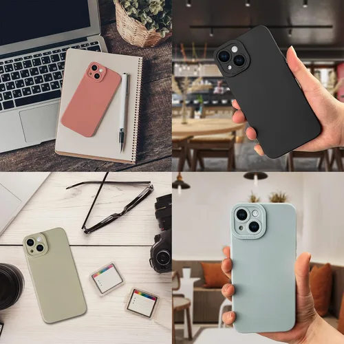 Vista 8 de LOOKSEVEN Funda para iPhone 13, carcasa trasera de goma TPU de silicona negra compatible con iPhone 13 (6.1 pulgadas)