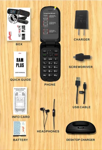 Vista 5 de Plum RAM Plus 4G Volte Rugged Flip Phone, IP68 a prueba de golpes T-Mobile - Negro