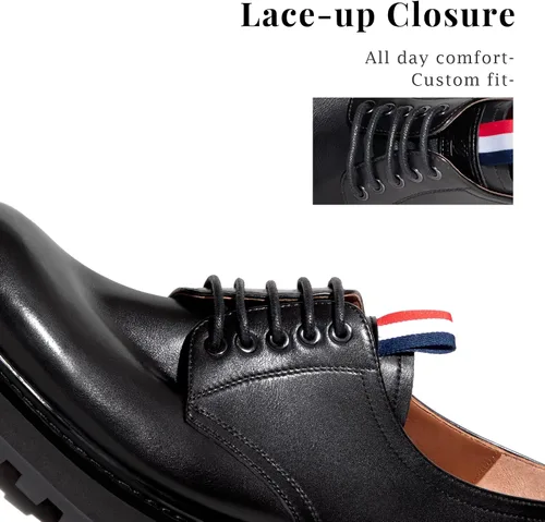 Vista 3 de Zapatos de vestir para hombre, zapatos Oxford, zapatos de cuero para hombre, zapatos de cuero casuales con cordones, zapatos de vestir negros