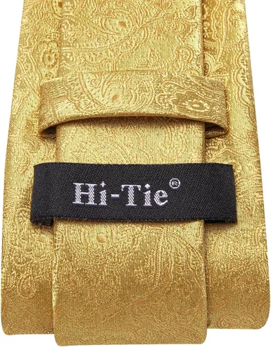 Vista 173 de Hi-Tie Corbata clásica de cachemira para hombre con pañuelo y gemelos a cuadros