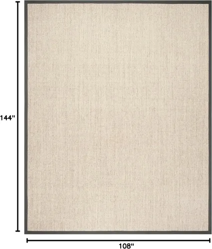 Vista 32 de Alfombra de sisal Safavieh, de color maíz y negro, tejida a mano, de la colección de fibras naturales; 5 x 8 pulgadas, NF441A, Tela, Gris / Gris