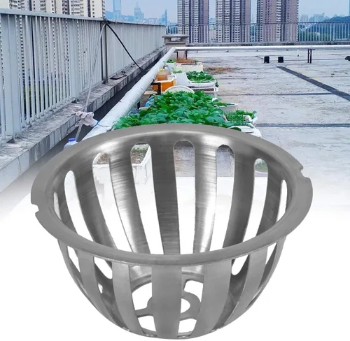 Vista 6 de 2 piezas de acero inoxidable de forma redonda antibloqueo de drenaje de piso de drenaje de techo cúpula de techo cubierta de drenaje para jardín