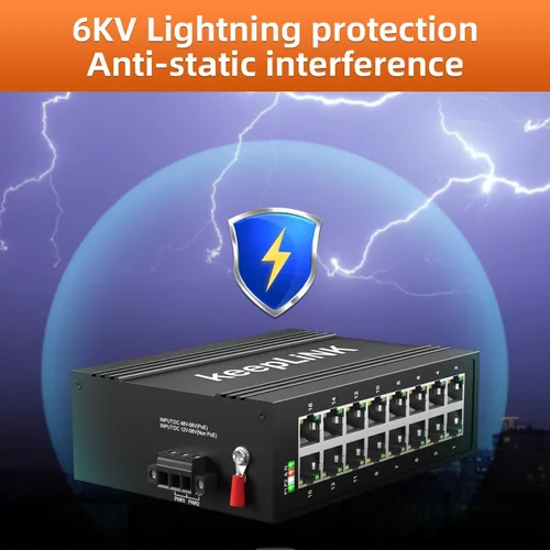 Vista 5 de Conmutador Gigabit industrial de 16 puertos, interruptor endurecido con riel DIN Ethernet no administrado, IP40, rango de temperatura