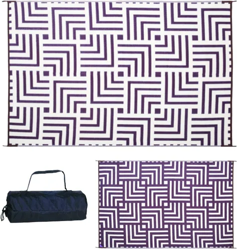 Vista 6 de Stylish Camping 274067 - Tapete reversible de 4 pies por 6 pies, tapete de paja de plástico, tapete grande para exteriores, caravana, patio, patio