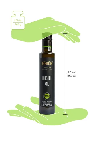 Vista 4 de PÖDÖR Aceite de cardo de alta calidad, 8.4 onzas líquidas, prensado en frío, 100% natural, sin refinar y sin filtrar, vegano, sin gluten, sin OMG